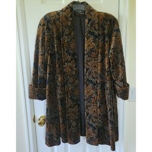 Portrait Petite JL deBall Velvet Opera Coat Paisley Floral No Size Tag 12-14 VTG